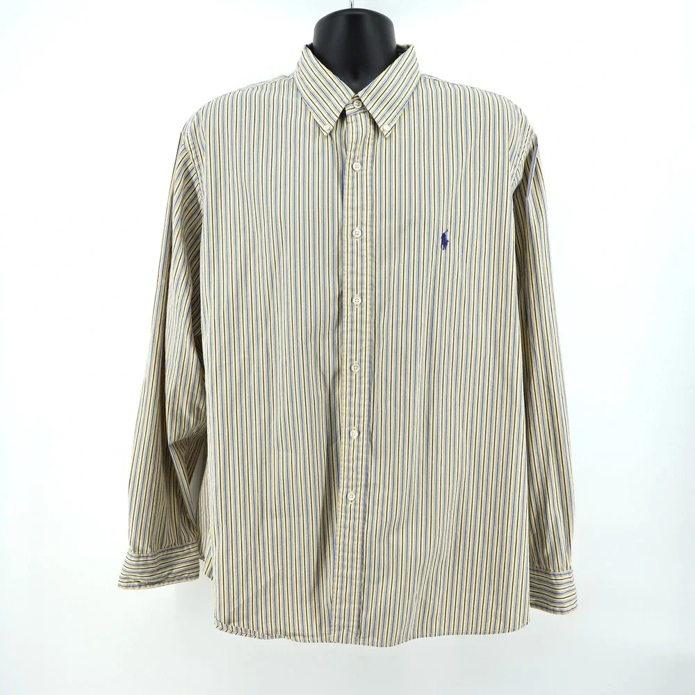 Polo Ralph Lauren Custom‎ Fit Down Long Sleeve Dress Shirt Mens 18 36/37 XXL